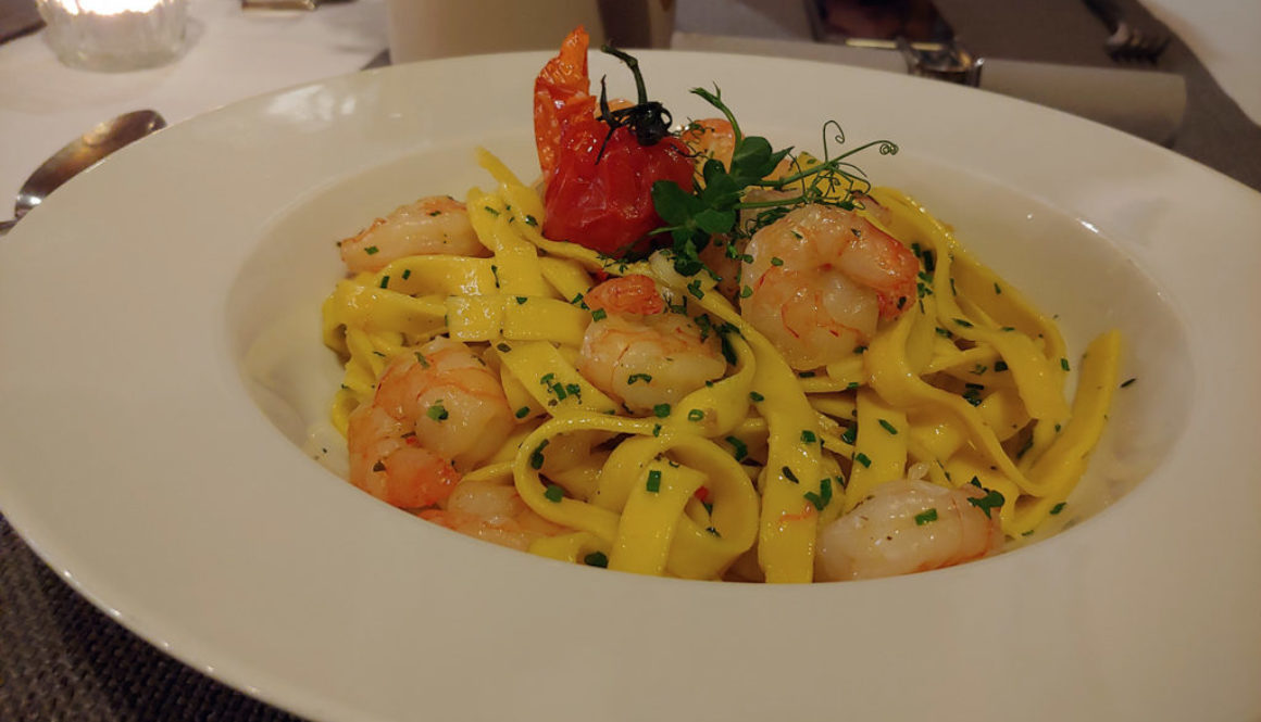 Restaurant Seelig - Lieblingsgericht der Chefin Tagliatelle mit Garnelen Chilifäden Olivenöl